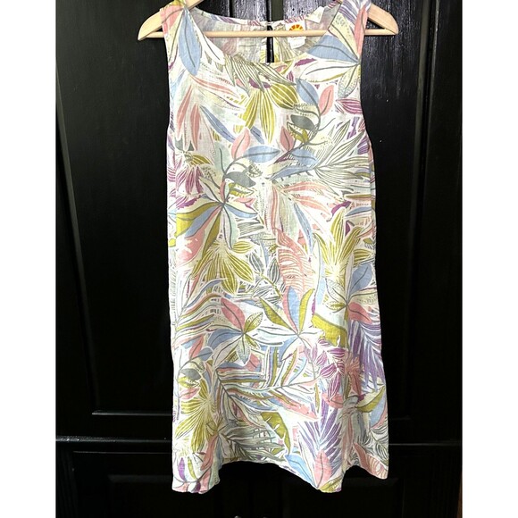 C&C California Dresses & Skirts - C&C California Linen Dress Size Medium Sleeveless Shift Colorful Floral Print